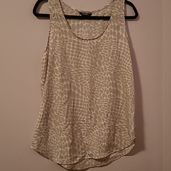 Grey and white print tank top blouse, size L. - Picture 2 of 2